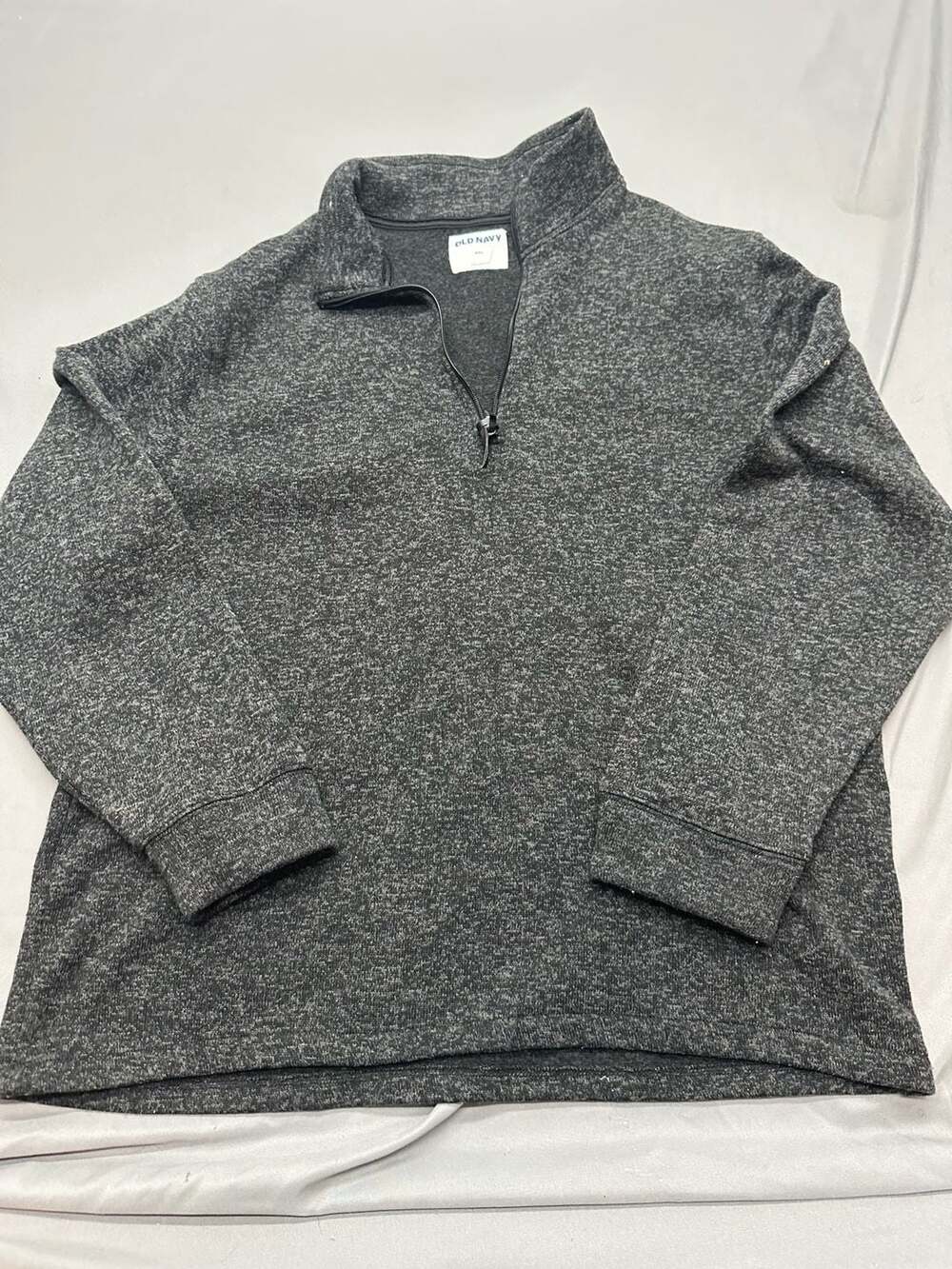 Old Navy Mens XXL Gray Melange Quarter-Zip Pullover Fleece Sweatshirt